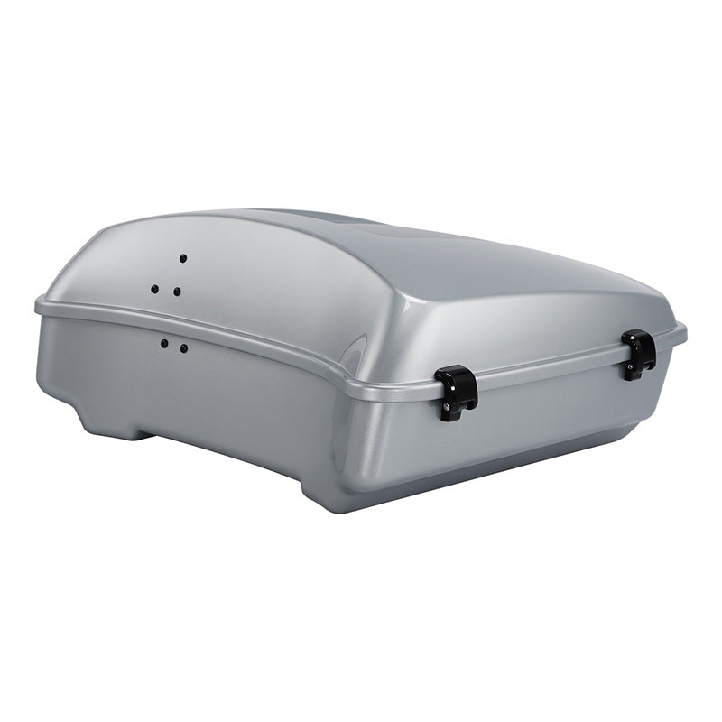 HR3 Atlas Silver Metallic 10.7" Chopped Style Touring Trunk Luggage For 14-24 Harley Touring