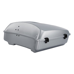 HR3 Atlas Silver Metallic 10.7" Chopped Style Touring Trunk Luggage For 14-24 Harley Touring