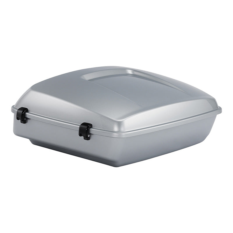 HR3 Atlas Silver Metallic 10.7" Chopped Style Touring Trunk Luggage For 14-24 Harley Touring