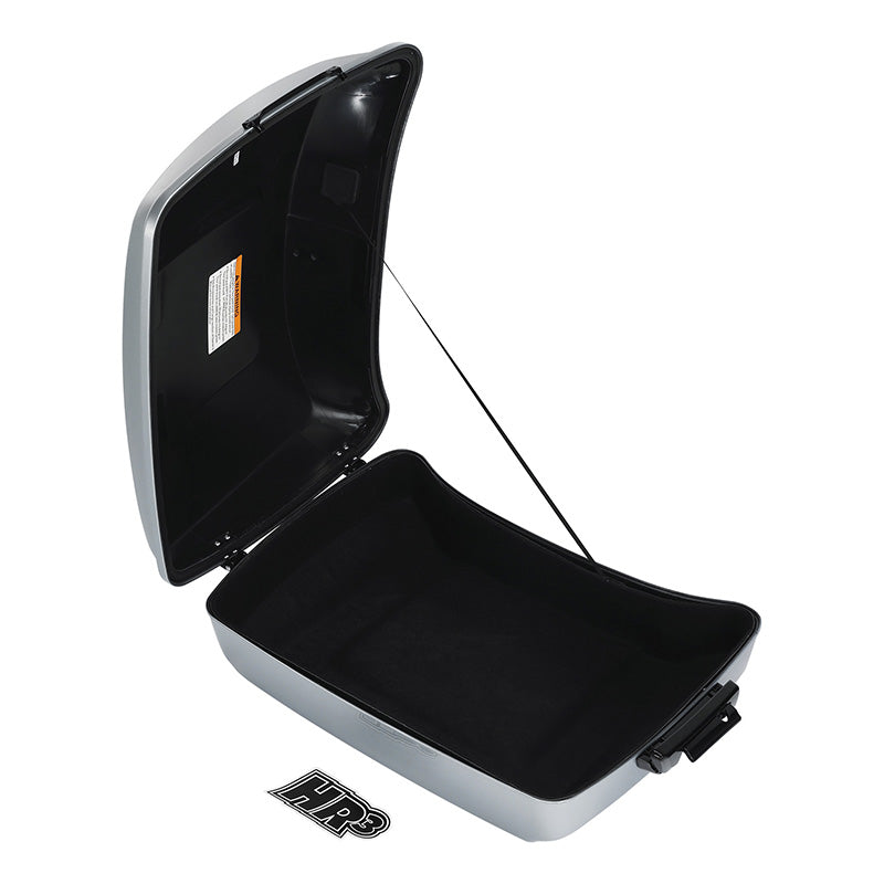 HR3 Atlas Silver Metallic 10.7" Chopped Style Touring Trunk Luggage For 14-24 Harley Touring