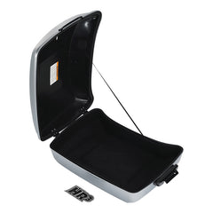 HR3 Atlas Silver Metallic 10.7" Chopped Style Touring Trunk Luggage For 14-24 Harley Touring