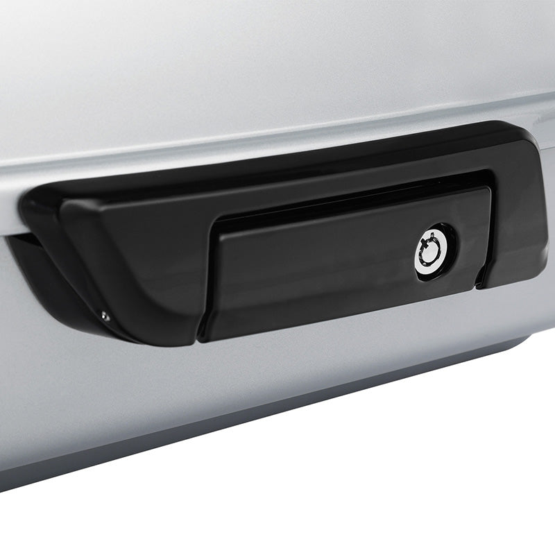 HR3 Atlas Silver Metallic 10.7" Chopped Style Touring Trunk Luggage For 14-24 Harley Touring