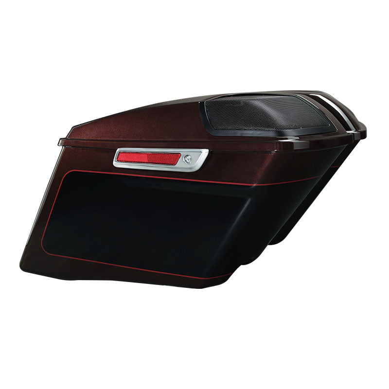 HR3 Midnight Crimson / Vivid Black CVO Stretched Saddlebags with Speaker Lids For 14-23 Harley Touring