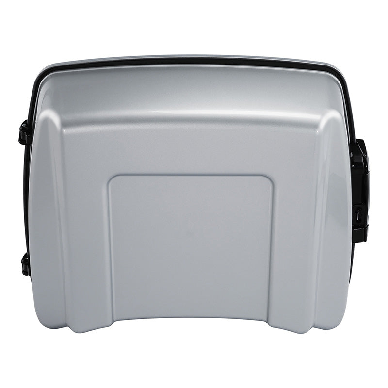 HR3 Atlas Silver Metallic 10.7" Chopped Style Touring Trunk Luggage For 14-24 Harley Touring