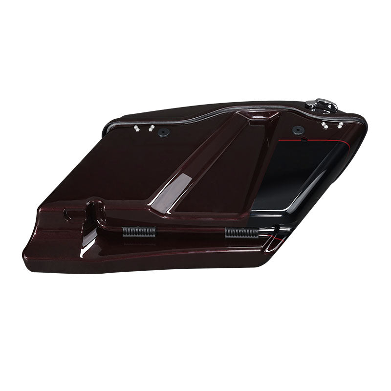 HR3 Midnight Crimson / Vivid Black CVO Stretched Saddlebags with Speaker Lids For 14-23 Harley Touring