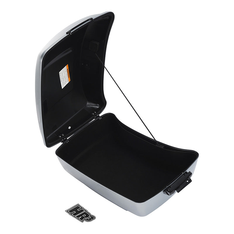 HR3 Atlas Silver Metallic 13.7" King Size Touring Trunk Luggage For 14-24 Harley Touring