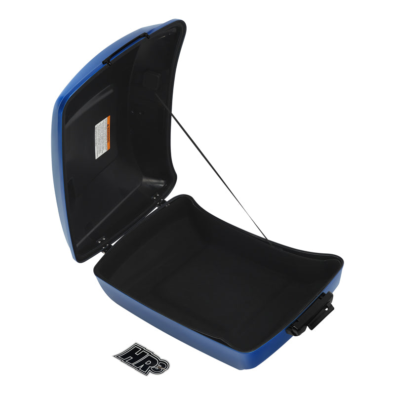 HR3 Blue Burst 10.7" Chopped Style Touring Trunk Luggage For 14-24 Harley Touring