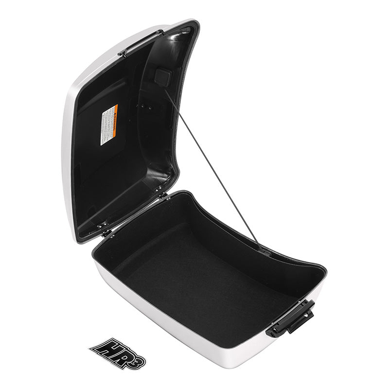 HR3 White Onyx Pearl 13.7" King Size Touring Trunk Luggage For 14-24 Harley Touring