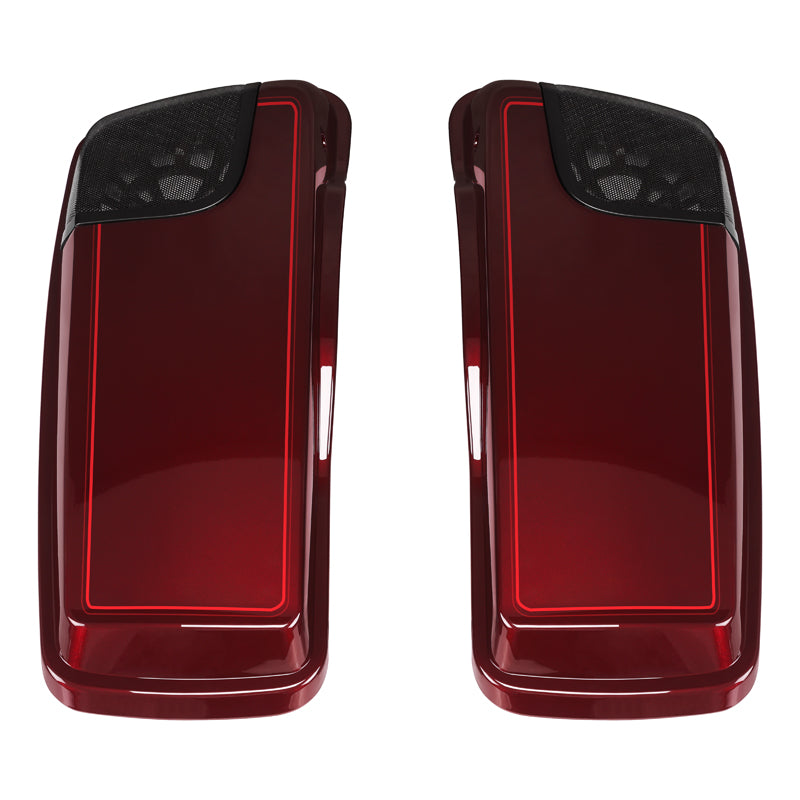 HR3 Mysterious Red Sunglo CVO Saddlebag Lids With 5" x 7" Speaker Cutouts For Harley Touring Models 2015-2023