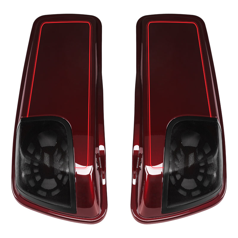 HR3 Mysterious Red Sunglo CVO Saddlebag Lids With 5" x 7" Speaker Cutouts For Harley Touring Models 2015-2023