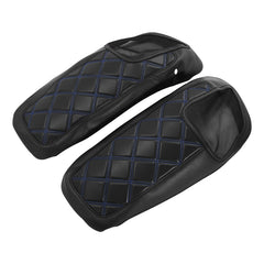C.C. RIDER Speakers Saddlebag Lid Covers Blue Lattice Stitching Protect Saddlebags For Harley Touring Street Glide CVO Road Glide CVO 2014-2022
