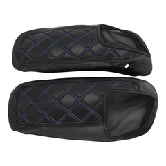 C.C. RIDER Speakers Saddlebag Lid Covers Blue Lattice Stitching Protect Saddlebags For Harley Touring Street Glide CVO Road Glide CVO 2014-2022