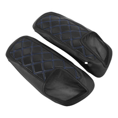 C.C. RIDER Speakers Saddlebag Lid Covers Blue Lattice Stitching Protect Saddlebags For Harley Touring Street Glide CVO Road Glide CVO 2014-2022