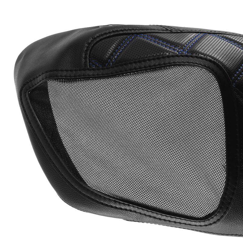 C.C. RIDER Speakers Saddlebag Lid Covers Blue Lattice Stitching Protect Saddlebags For Harley Touring Street Glide CVO Road Glide CVO 2014-2022