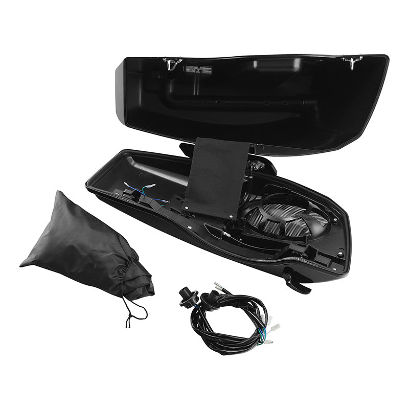 HR3 Vivid Black Pinstripe Regular Saddlebags with 6*9" Speaker Cutouts for 2024 HD Touring