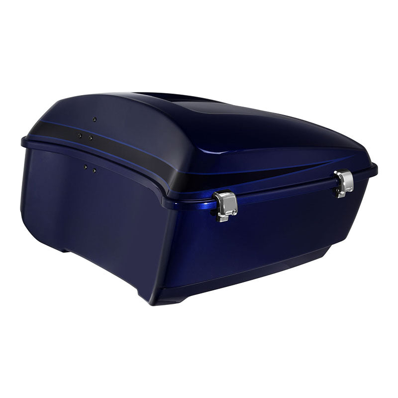 HR3 Zephyr Blue / Black Sunglo 13.7" King Size Touring Trunk Luggage For 14-24 Harley Touring