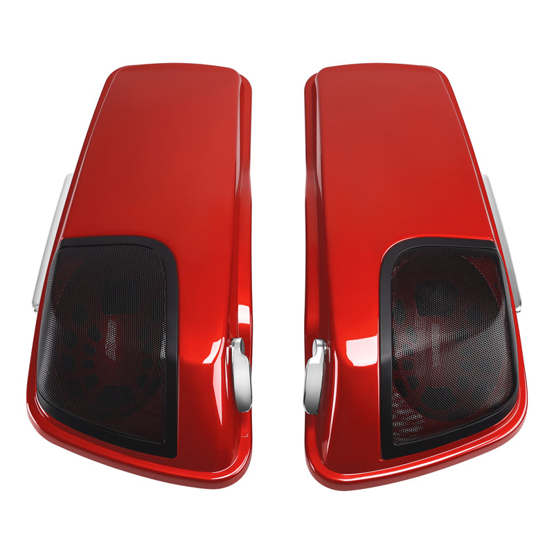 HR3 Wicked Red CVO Stretched Saddlebags with Speaker Lids For 14-23 Harley Touring