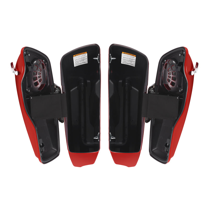 HR3 Wicked Red CVO Stretched Saddlebags with Speaker Lids For 14-23 Harley Touring