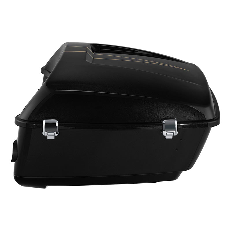 HR3 Black Quartz 2016RGS King Size Touring Trunk Luggage with Speaker Cut Outs For 14-24 Harley Touring
