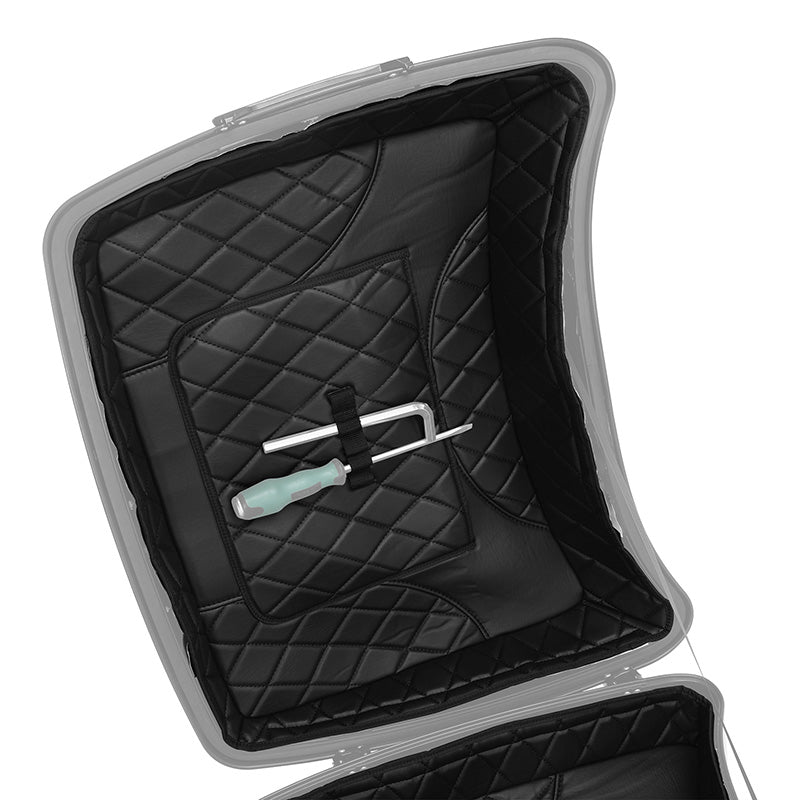 C.C. RIDER Chopped Pack Trunk Carpet Liner Black Stitching Fit For Harley Touring Electra Road Glide 2014-2023