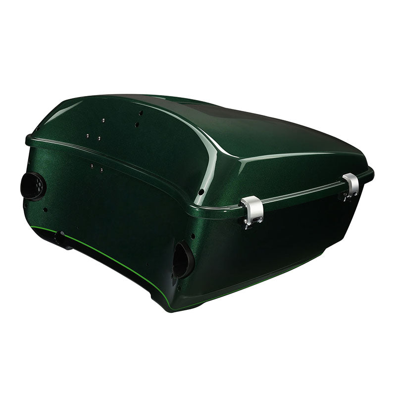 HR3 Deep Jade Pearl / Vivid Black King Size Touring Trunk Luggage with Speaker Cut Outs For 14-24 Harley Touring