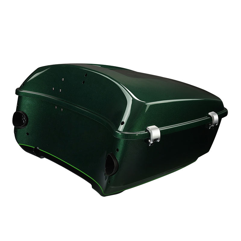 HR3 Deep Jade Pearl / Vivid Black King Size Touring Trunk Luggage with Speaker Cut Outs For 14-24 Harley Touring