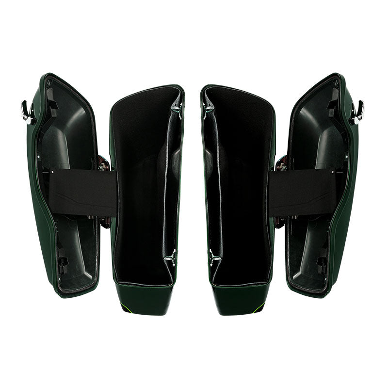 HR3 Deep Jade Pearl / Vivid Black Hard Saddlebags (Regular) For Harley Touring 14-23