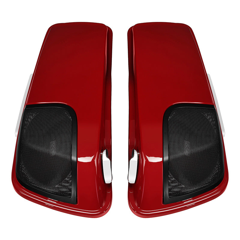 HR3 Billiard Red / Vivid Black 2021RGS 5" Stretched Extended Saddlebags with speaker lids For Harley Touring 2014-2023