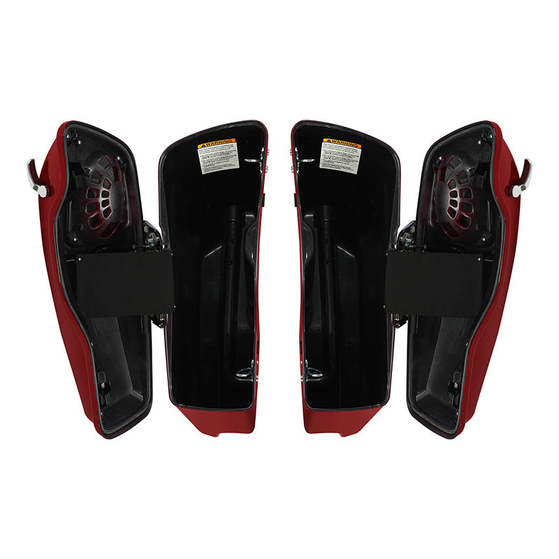 HR3 Billiard Red / Vivid Black 2021RGS 5" Stretched Extended Saddlebags with speaker lids For Harley Touring 2014-2023