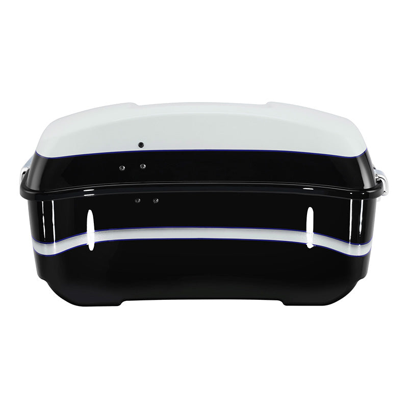 HR3 White Amethyst With Black Licorice Flames 13.7" King Size Touring Trunk Luggage For 15-24 Harley Touring