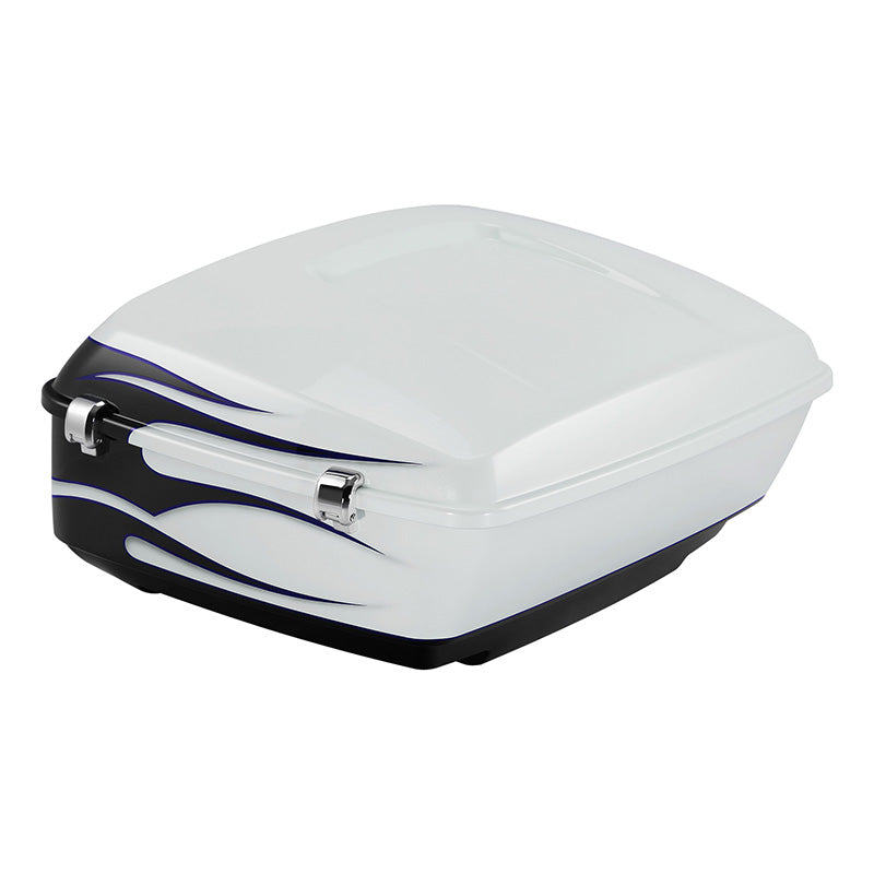 HR3 White Amethyst With Black Licorice Flames 13.7" King Size Touring Trunk Luggage For 15-24 Harley Touring