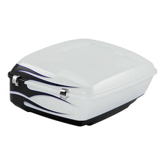 HR3 White Amethyst With Black Licorice Flames 13.7" King Size Touring Trunk Luggage For 15-24 Harley Touring