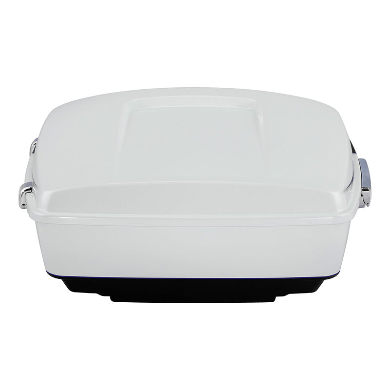 HR3 White Amethyst With Black Licorice Flames 13.7" King Size Touring Trunk Luggage For 15-24 Harley Touring