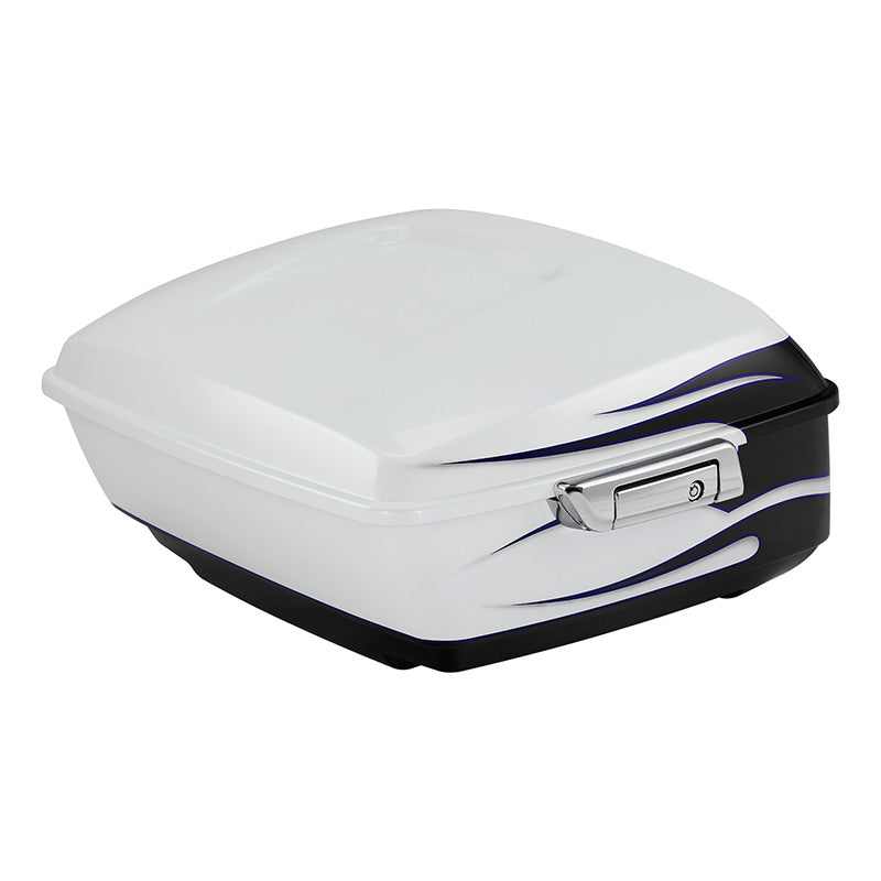 HR3 White Amethyst With Black Licorice Flames 13.7" King Size Touring Trunk Luggage For 15-24 Harley Touring