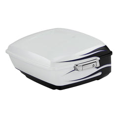 HR3 White Amethyst With Black Licorice Flames 13.7" King Size Touring Trunk Luggage For 15-24 Harley Touring