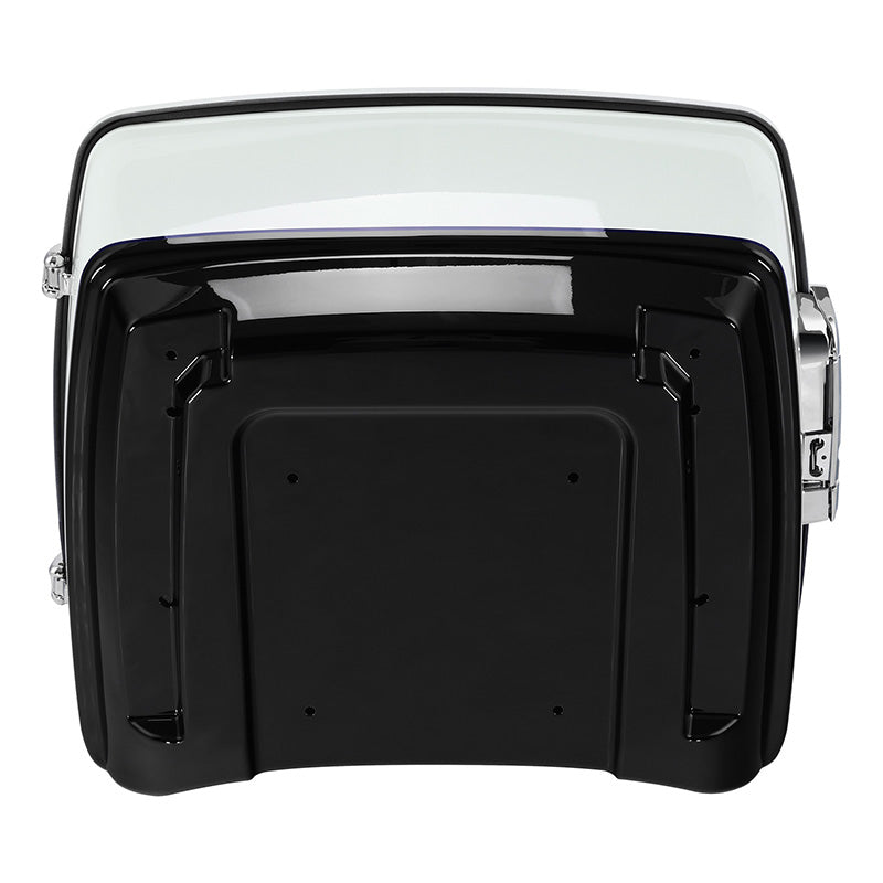 HR3 White Amethyst With Black Licorice Flames 13.7" King Size Touring Trunk Luggage For 15-24 Harley Touring