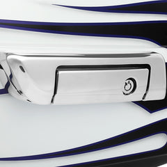 HR3 White Amethyst With Black Licorice Flames 13.7" King Size Touring Trunk Luggage For 15-24 Harley Touring
