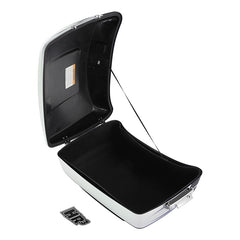 HR3 White Amethyst With Black Licorice Flames 13.7" King Size Touring Trunk Luggage For 15-24 Harley Touring