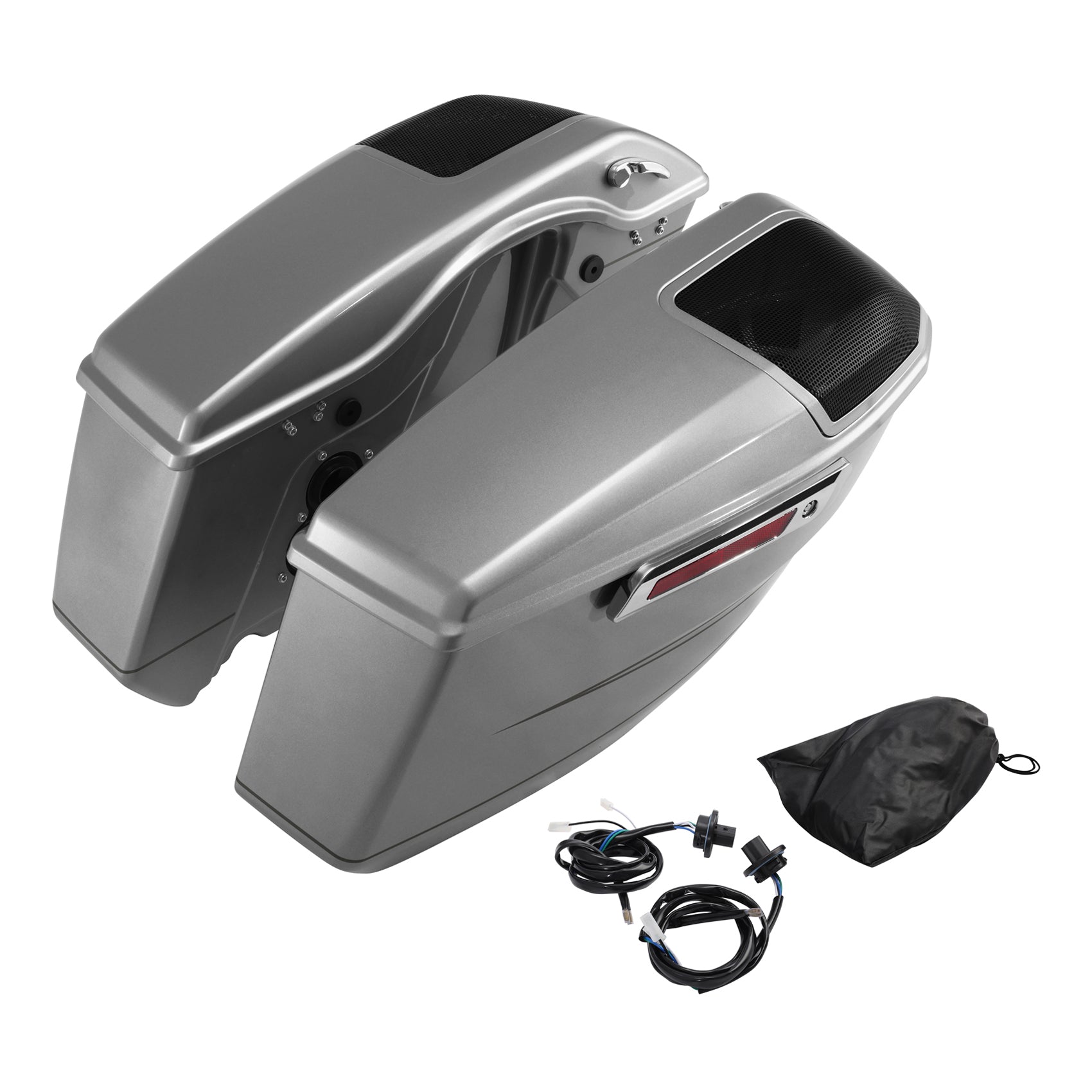 HR3 Dark Platinum Pinstripe Regular Saddlebags with 6*9" Speaker Cutouts for 2023+ HD Touring