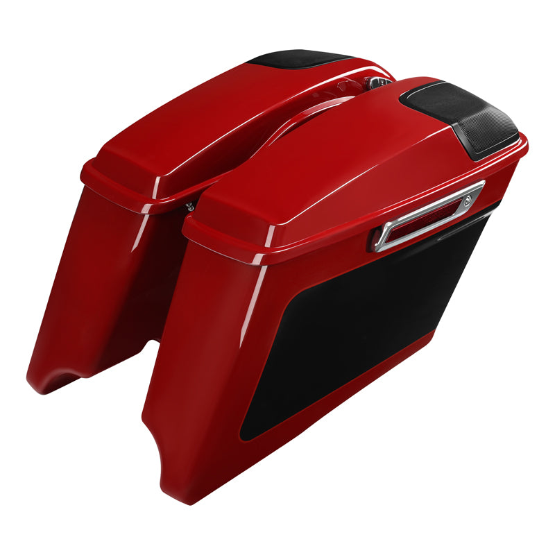 HR3 Billiard Red / Vivid Black 2021RGS CVO Stretched Saddlebags with Speaker Lids For 14-23 Harley Touring