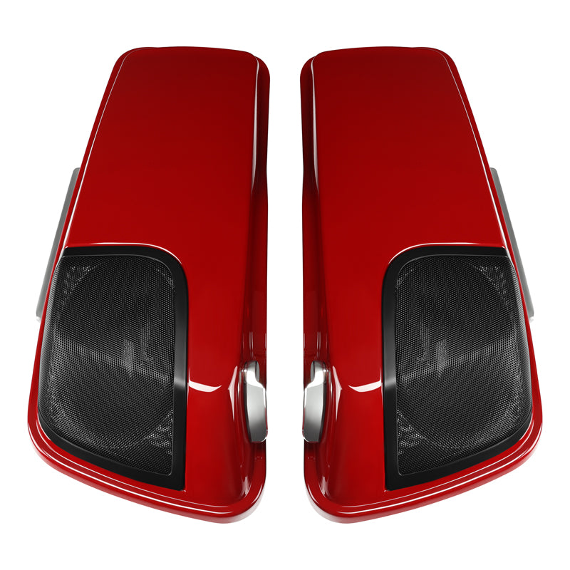 HR3 Billiard Red / Vivid Black 2021RGS CVO Stretched Saddlebags with Speaker Lids For 14-23 Harley Touring