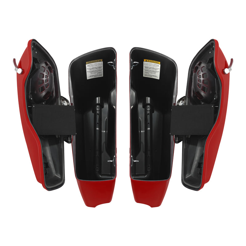HR3 Billiard Red / Vivid Black 2021RGS CVO Stretched Saddlebags with Speaker Lids For 14-23 Harley Touring
