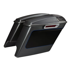 HR3 Gauntlet Gray Metallic / Vivid Black 2021SGS 5" Stretched Extended Saddlebags with speaker lids For Harley Touring 2014-2023