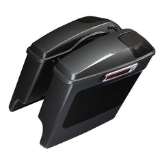 HR3 Gauntlet Gray Metallic / Vivid Black 2021SGS 5" Stretched Extended Saddlebags with speaker lids For Harley Touring 2014-2023