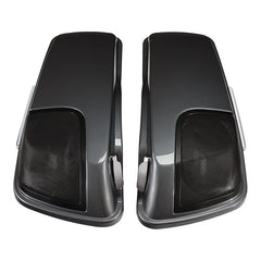 HR3 Gauntlet Gray Metallic / Vivid Black 2021SGS 5" Stretched Extended Saddlebags with speaker lids For Harley Touring 2014-2023