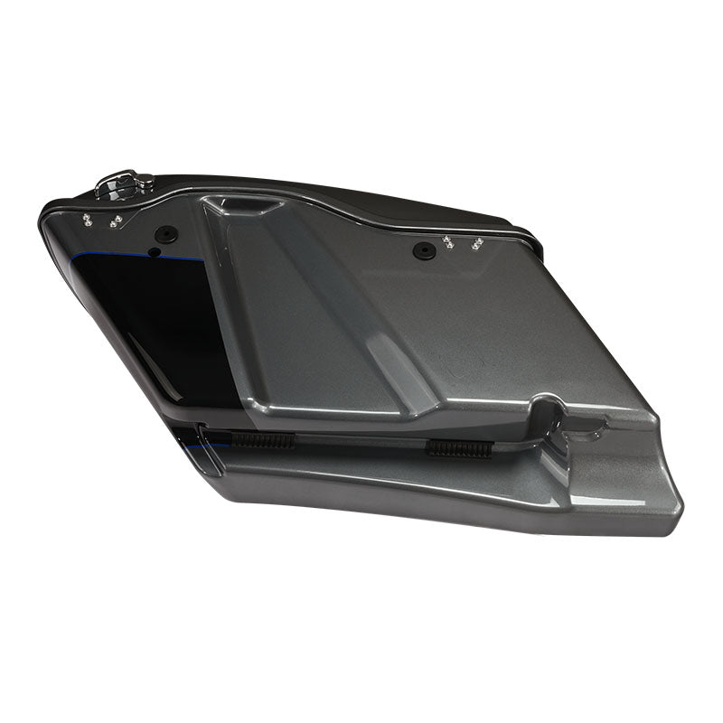 HR3 Gauntlet Gray Metallic / Vivid Black CVO Stretched Saddlebags For 14-23 Harley Touring