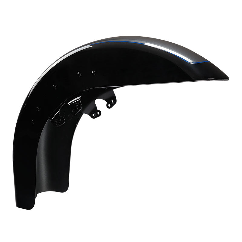 HR3 Gauntlet Gray Metallic / Vivid Black Motorcycle 18" Wide Tire Front Mudguard Fender For Harley Touring Models 2014-2023