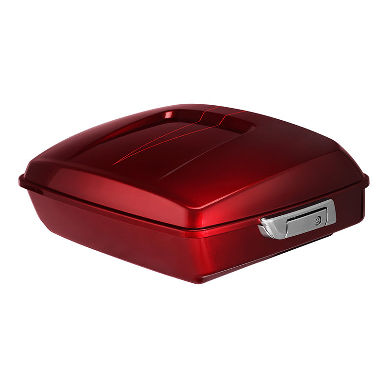HR3 Velocity Red Sunglo Solid Color 10.7" Chopped Style Touring Trunk Luggage For 14-24 Harley Touring
