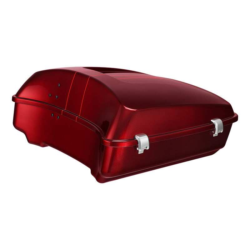 HR3 Velocity Red Sunglo Solid Color 10.7" Chopped Style Touring Trunk Luggage For 14-24 Harley Touring