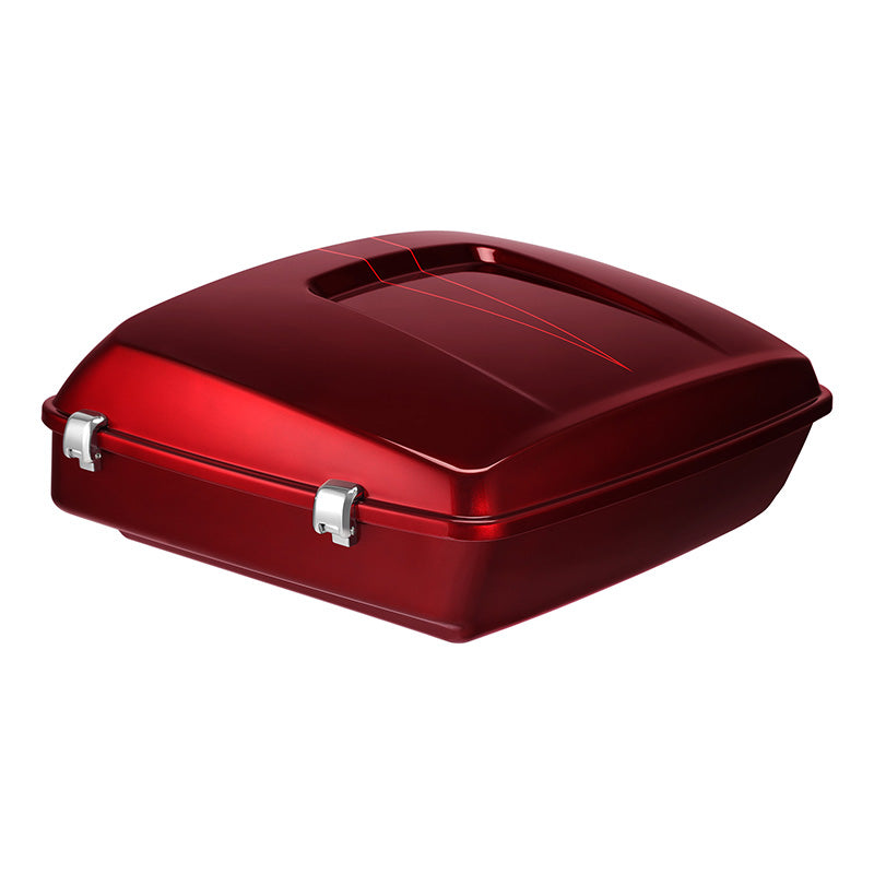 HR3 Velocity Red Sunglo Solid Color 10.7" Chopped Style Touring Trunk Luggage For 14-24 Harley Touring